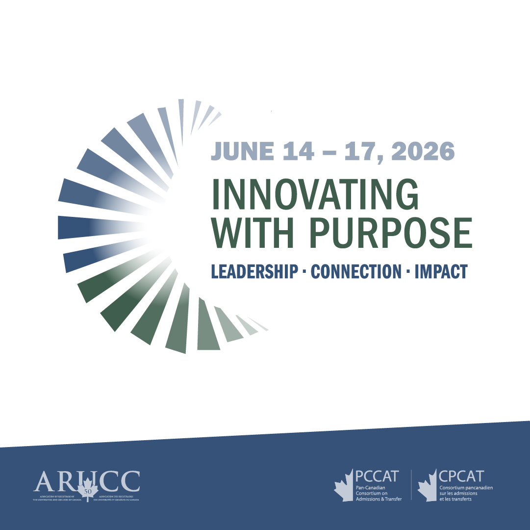 Logo for ARUCC PCCAT 2026 Conference, June 14-17, 2026 Montreal. Theme Innovating with Purpose - Leadership, Direction, Impact.
